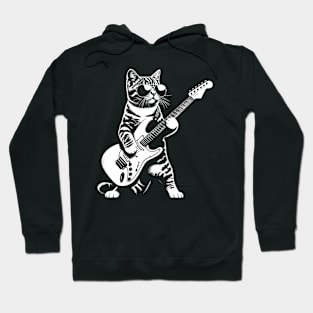 Guitar Cat Novelty Rock Music Band Concert Funny Cat Hoodie